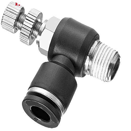 Pack of 2 Push to Connect Air Line Fitting Air Flow Control Valve 3/8 Od 1/4 Npt Elbow 90 Degree Air Speed Control Valve Fitting Push Lock