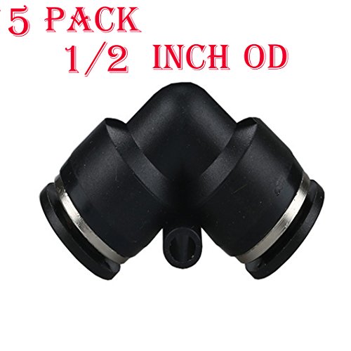 5 pack Plastic Push To Connect Fittings Tube elbow Connect 1/2 inch od Push Fit Fittings Tube Fittings Push Fit