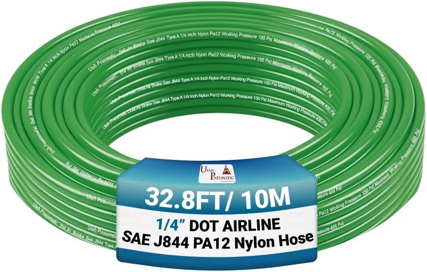 UTAH PNEUMATIC 1/4 inch DOT Air Brake Nylon Tubing 32.8 Feet Green
