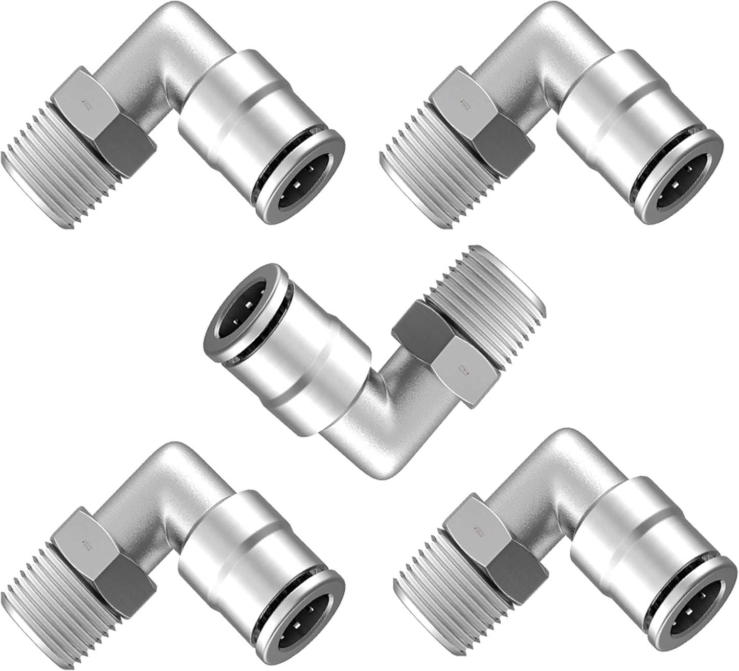 1/4 Push To Connect Fittings 1/4 Od 1/4" Npt Swivel Elbow (5 Pack)