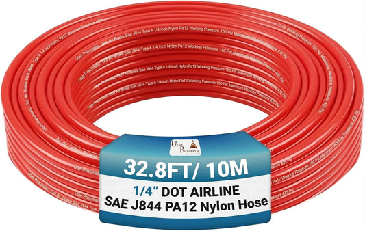 UTAH PNEUMATIC 1/4 inch DOT Air Brake Nylon Tubing 32.8 Feet Red
