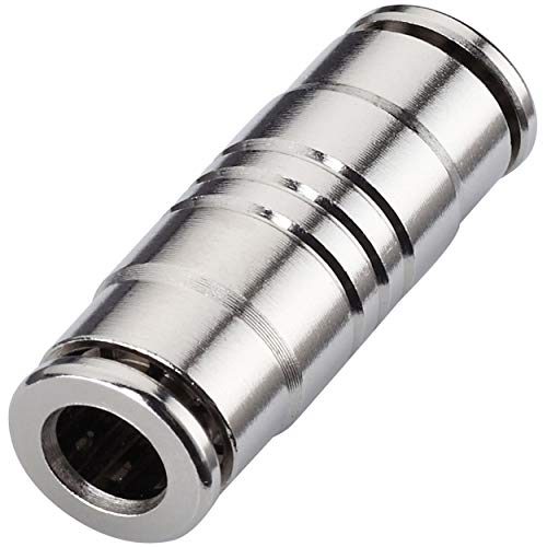 Nickel-Plated Brass Push to Connect air Fittings 1/4"od Straight Union Connect air Fittings Quick Connect Push Lock Fittings air Bag Fittings Pneumatic Fittings Tube connectors (5 Pack)