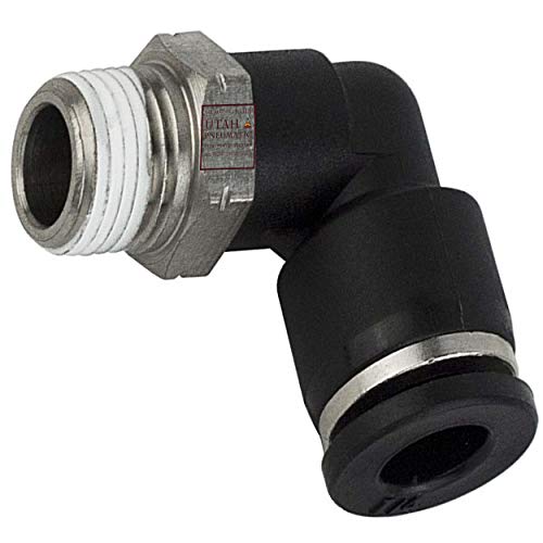 10 Pack Push to Connect 1/4"Od 1/4"Npt Elbow Fittings Nylon & Nickel-Plated Brass Push Fit Fittings Tube Pneumatic Fittings Pl Male Elbow Air Fittings Push Tube air line Coupler